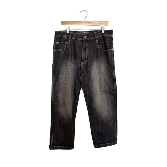Southpole Y2K Baggy Wide Leg Jeans Men's Size 36 Black Denim - Picture 1 of 6